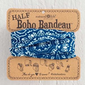 New Natural Life Boho Headband Bandeau Blue/Cream